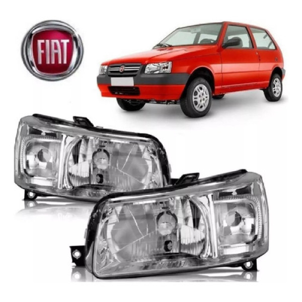 Farol Fiat Uno Mille Fire Economy Cromado 2004 Até 2013 Par
